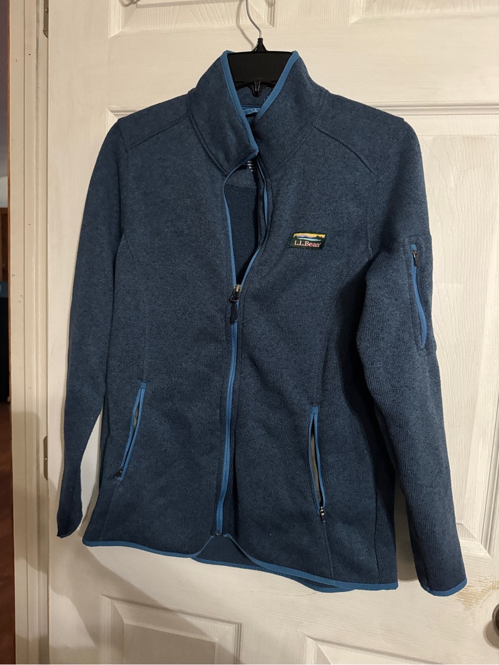 LL Bean Womens Sweater Fleece Full Zip Jacket Blue Medium Regular 504888